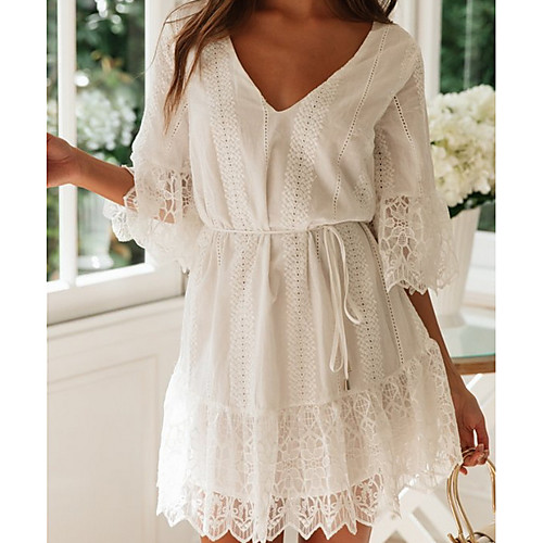 Women's Sheath Dress - 3/4 Length Sleeve Solid Color Summer Elegant 2020 White S M L XL
Women's Sheath Dress - 3/4 Length Sleeve Solid Color Summer Elegant 2020 White S M L XL