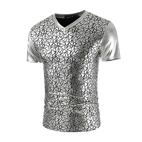 Men's Geometric Print Slim T-shirt - PU Basic Rock Daily Club V Neck Black / Gold / Silver / Short Sleeve
Men's Geometric Print Slim T-shirt - PU Basic Rock Daily Club V Neck Black / Gold / Silver / Short Sleeve