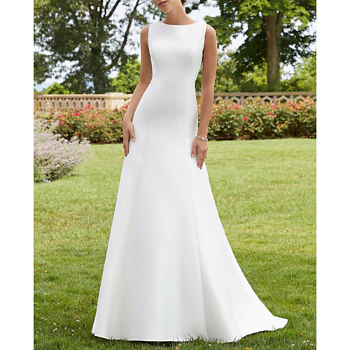 A-Line Wedding Dresses Jewel Neck Court Train Lace Satin Sleeveless Simple Sexy with 2021
A-Line Wedding Dresses Jewel Neck Court Train Lace Satin Sleeveless Simple Sexy with 2021