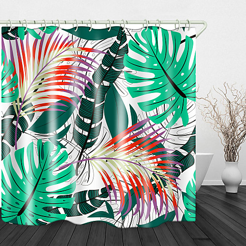

Hand Painted Plants Digital Print Waterproof Fabric Shower Curtain for Bathroom Home Decor Covered Bathtub Curtains Liner Includes with Hooks