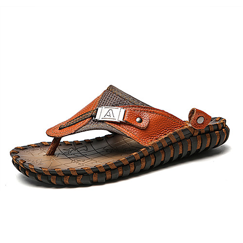 Men's Summer Casual Daily Slippers & Flip-Flops Walking Shoes Cowhide Breathable Black / Brown
Men's Summer Casual Daily Slippers & Flip-Flops Walking Shoes Cowhide Breathable Black / Brown
