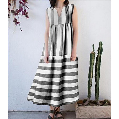 Women's Maxi Shift Dress - Sleeveless Striped Summer V Neck Casual Loose 2020 Black Light Blue S M L XL XXL XXXL
Women's Maxi Shift Dress - Sleeveless Striped Summer V Neck Casual Loose 2020 Black Light Blue S M L XL XXL XXXL