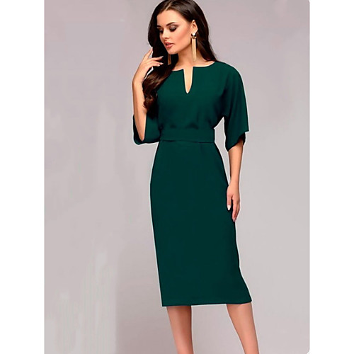 Women's A-Line Dress Knee Length Dress - Half Sleeve Solid Color Summer Casual Sexy 2020 Wine Green S M L XL XXL 
Women's A-Line Dress Knee Length Dress - Half Sleeve Solid Color Summer Casual Sexy 2020 Wine Green S M L XL XXL