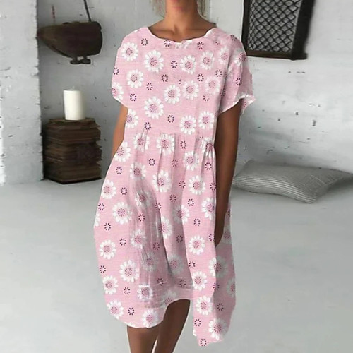 Women's A-Line Dress Knee Length Dress - Short Sleeves Floral Summer Elegant 2020 Blushing Pink Gray S M L XL XXL
Women's A-Line Dress Knee Length Dress - Short Sleeves Floral Summer Elegant 2020 Blushing Pink Gray S M L XL XXL