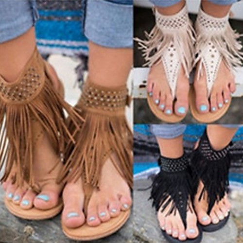 Women's Sandals Flat Sandal Summer Flat Heel Open Toe Daily Tassel PU Black / Brown / Beige
Women's Sandals Flat Sandal Summer Flat Heel Open Toe Daily Tassel PU Black / Brown / Beige