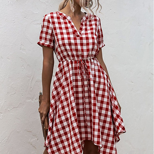 Women's A Line Dress - Short Sleeves Plaid Summer Street chic 2020 Black Red Khaki S M L XL
Women's A Line Dress - Short Sleeves Plaid Summer Street chic 2020 Black Red Khaki S M L XL