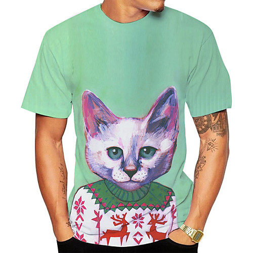 Men's Plus Size 3D Animal Cat T-shirt Basic Daily Going out Round Neck Light Green / Short Sleeve
Men's Plus Size 3D Animal Cat T-shirt Basic Daily Going out Round Neck Light Green / Short Sleeve