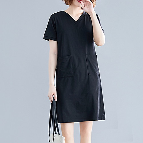 Women's Sheath Dress - Short Sleeves Solid Color Summer Elegant 2020 Black Blue Green XL XXL XXXL XXXXL
Women's Sheath Dress - Short Sleeves Solid Color Summer Elegant 2020 Black Blue Green XL XXL XXXL XXXXL