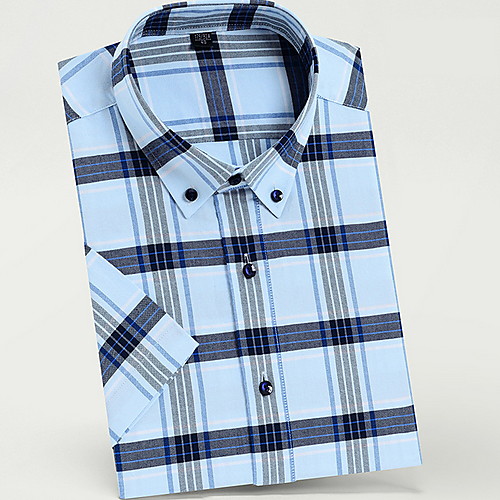 Men's Plaid Print Shirt - Cotton Daily Button Down Collar Blue / Short Sleeve
Men's Plaid Print Shirt - Cotton Daily Button Down Collar Blue / Short Sleeve