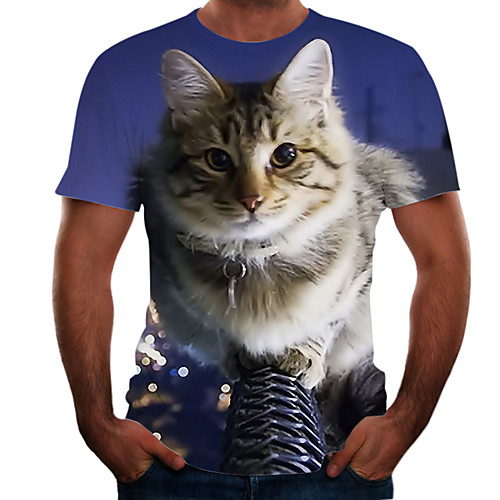 Men's Graphic Animal Cat T-shirt Basic Elegant Daily Going out Round Neck Gray / Short Sleeve
Men's Graphic Animal Cat T-shirt Basic Elegant Daily Going out Round Neck Gray / Short Sleeve