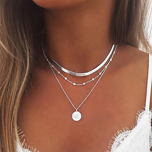 

Women's Necklace Layered Necklace Stacking Stackable Simple European Fashion Chrome Gold Silver 35 cm Necklace Jewelry 1pc For Party Evening Prom Street Beach