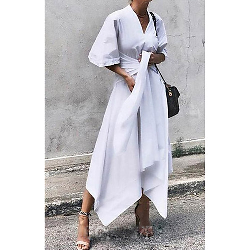 Women's A Line Dress - Half Sleeve Solid Color Summer Elegant 2020 White Black S M L XL
Women's A Line Dress - Half Sleeve Solid Color Summer Elegant 2020 White Black S M L XL