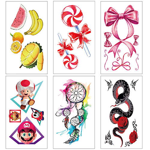 6 pcs Temporary Tattoos Water Resistant / Waterproof / Mini Style / Safety Face / Body / Hand Water-Transfer Sticker Body Painting Colors
6 pcs Temporary Tattoos Water Resistant / Waterproof / Mini Style / Safety Face / Body / Hand Water-Transfer Sticker Body Painting Colors