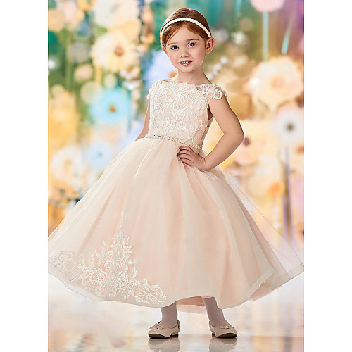 A-Line Ankle Length Party / Wedding Flower Girl Dresses - Lace / Tulle Sleeveless Jewel Neck with Embroidery / Appliques
A-Line Ankle Length Party / Wedding Flower Girl Dresses - Lace / Tulle Sleeveless Jewel Neck with Embroidery / Appliques