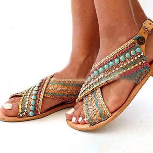 Women's Sandals Flat Sandal Summer Flat Heel Open Toe Daily Elastic Fabric Brown
Women's Sandals Flat Sandal Summer Flat Heel Open Toe Daily Elastic Fabric Brown