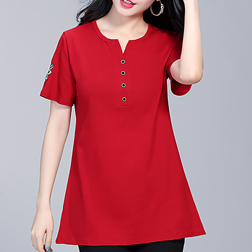 Women's Floral Geometric Rose Embroidered Print T-shirt Basic Street chic Daily Going out Wine / Navy Blue
Women's Floral Geometric Rose Embroidered Print T-shirt Basic Street chic Daily Going out Wine / Navy Blue
