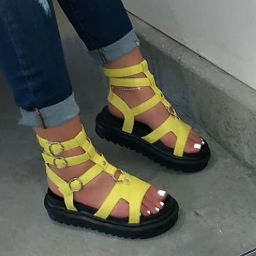 Women's Sandals Flat Sandal Summer Flat Heel Open Toe Roman Shoes Daily PU Black / Yellow / Pink
Women's Sandals Flat Sandal Summer Flat Heel Open Toe Roman Shoes Daily PU Black / Yellow / Pink