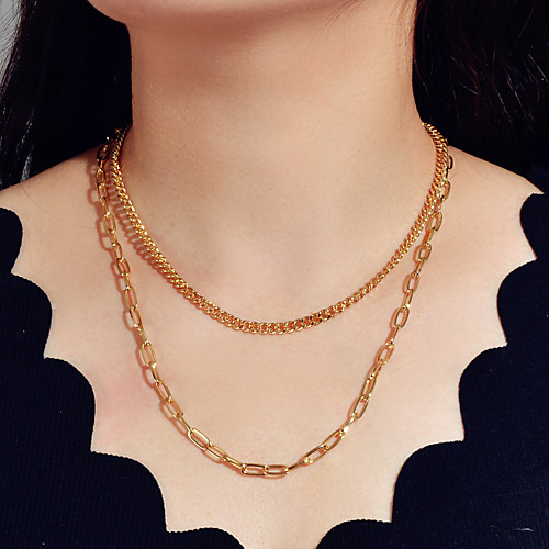 Women's Necklace Vertical / Gold bar Statement Basic Punk European Chrome Gold 53 cm Necklace Jewelry 2pcs For Party Evening Formal Engagement Prom Beach 
Women's Necklace Vertical / Gold bar Statement Basic Punk European Chrome Gold 53 cm Necklace Jewelry 2pcs For Party Evening Formal Engagement Prom Beach