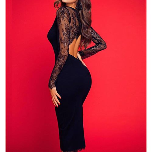 Sheath / Column Floral Black Homecoming Party Wear Dress Jewel Neck Long Sleeve Knee Length Tulle with Lace Insert 2020
Sheath / Column Floral Black Homecoming Party Wear Dress Jewel Neck Long Sleeve Knee Length Tulle with Lace Insert 2020