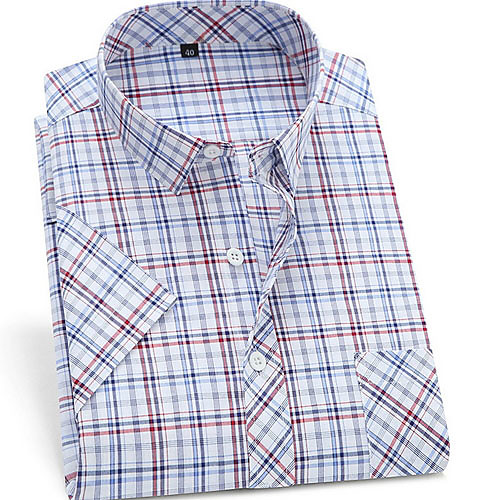 Men's Plaid Print Shirt - Cotton Daily Button Down Collar Light Blue / Short Sleeve
Men's Plaid Print Shirt - Cotton Daily Button Down Collar Light Blue / Short Sleeve
