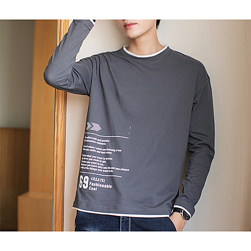 Men's Graphic Solid Colored T-shirt - Cotton Daily Weekend Round Neck White / Black / Gray / Long Sleeve / Letter
Men's Graphic Solid Colored T-shirt - Cotton Daily Weekend Round Neck White / Black / Gray / Long Sleeve / Letter