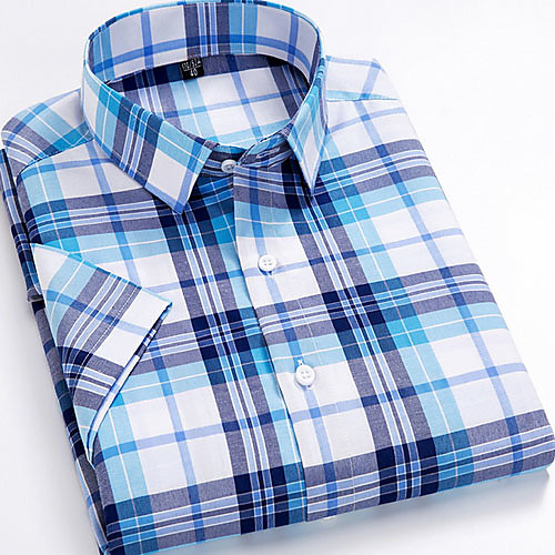 Men's Plaid Print Shirt - Cotton Daily Button Down Collar Blue / Short Sleeve
Men's Plaid Print Shirt - Cotton Daily Button Down Collar Blue / Short Sleeve