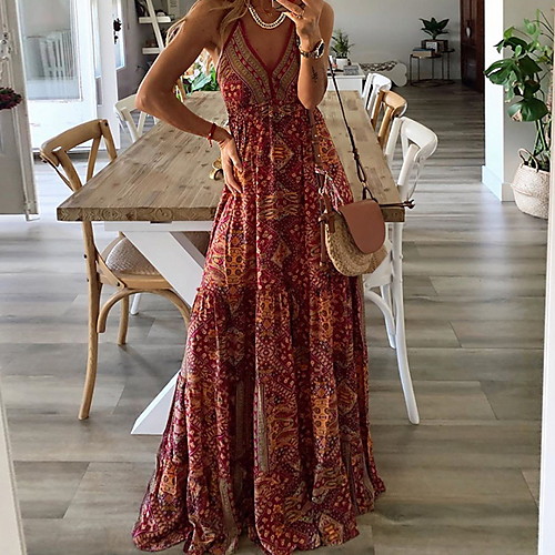 Women's Maxi A Line Dress - Sleeveless Geometric Summer Strap Street chic 2020 Orange S M L XL
Women's Maxi A Line Dress - Sleeveless Geometric Summer Strap Street chic 2020 Orange S M L XL