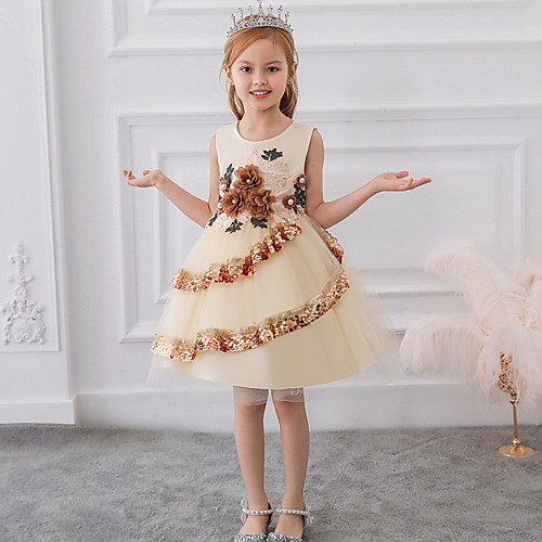 Ball Gown Knee Length Party / Pageant Flower Girl Dresses - Lace / Tulle Sleeveless Jewel Neck with Tier / Paillette
Ball Gown Knee Length Party / Pageant Flower Girl Dresses - Lace / Tulle Sleeveless Jewel Neck with Tier / Paillette