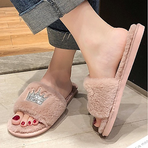 Women's Slippers & Flip-Flops Fuzzy Slippers Fall / Winter Flat Heel Open Toe Daily Faux Fur Black / Pink / Beige
Women's Slippers & Flip-Flops Fuzzy Slippers Fall / Winter Flat Heel Open Toe Daily Faux Fur Black / Pink / Beige