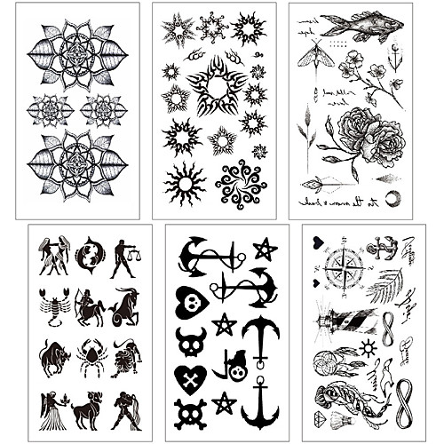 6 pcs Temporary Tattoos Water Resistant / Waterproof / Mini Style / Safety Face / Body / Hand Water-Transfer Sticker Body Painting Colors
6 pcs Temporary Tattoos Water Resistant / Waterproof / Mini Style / Safety Face / Body / Hand Water-Transfer Sticker Body Painting Colors