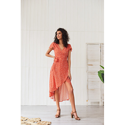 Women's Swing Dress Maxi long Dress - Short Sleeves Polka Dot Solid Color Ruffle Split Summer Elegant Holiday Going out 2020 Red XS S M L XL
Women's Swing Dress Maxi long Dress - Short Sleeves Polka Dot Solid Color Ruffle Split Summer Elegant Holiday Going out 2020 Red XS S M L XL