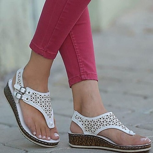 Women's Sandals Wedge Sandals Summer Wedge Heel Open Toe Daily PU White / Black / Blue
Women's Sandals Wedge Sandals Summer Wedge Heel Open Toe Daily PU White / Black / Blue