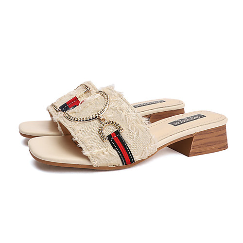 Women's Slippers & Flip-Flops Summer Block Heel Open Toe Casual Minimalism Daily Outdoor Buckle Canvas Black / Beige
Women's Slippers & Flip-Flops Summer Block Heel Open Toe Casual Minimalism Daily Outdoor Buckle Canvas Black / Beige