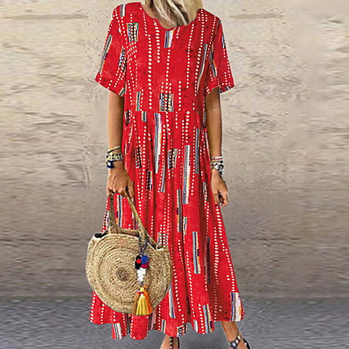 Women's Maxi A Line Dress - Short Sleeves Geometric Summer Street chic 2020 Purple Red S M L XL
Women's Maxi A Line Dress - Short Sleeves Geometric Summer Street chic 2020 Purple Red S M L XL