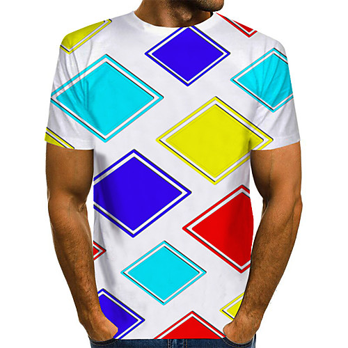 Men's Plus Size Geometric 3D Print T-shirt Street chic Exaggerated Daily Going out Round Neck Rainbow / Short Sleeve
Men's Plus Size Geometric 3D Print T-shirt Street chic Exaggerated Daily Going out Round Neck Rainbow / Short Sleeve