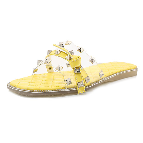 Women's Slippers & Flip-Flops Spring & Summer Flat Heel Open Toe Casual Minimalism Party & Evening Beach Rivet Solid Colored PU White / Black / Yellow
Women's Slippers & Flip-Flops Spring & Summer Flat Heel Open Toe Casual Minimalism Party & Evening Beach Rivet Solid Colored PU White / Black / Yellow