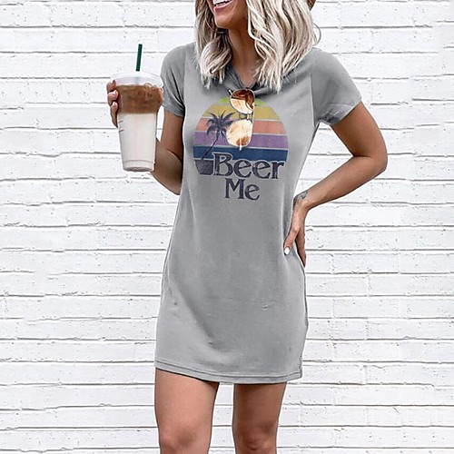 Women's Shift Dress Dress - Short Sleeves Letter Summer Street chic 2020 Gray S M L XL XXL
Women's Shift Dress Dress - Short Sleeves Letter Summer Street chic 2020 Gray S M L XL XXL