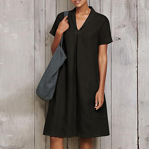 Women's Shift Dress Knee Length Dress - Short Sleeves Solid Color Summer Casual Vintage Daily 2020 Black Blue Green S M L XL XXL
Women's Shift Dress Knee Length Dress - Short Sleeves Solid Color Summer Casual Vintage Daily 2020 Black Blue Green S M L XL XXL