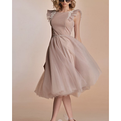 A-Line Flirty Minimalist Holiday Cocktail Party Dress Jewel Neck Sleeveless Knee Length Tulle with Pleats Embroidery 2020
A-Line Flirty Minimalist Holiday Cocktail Party Dress Jewel Neck Sleeveless Knee Length Tulle with Pleats Embroidery 2020
