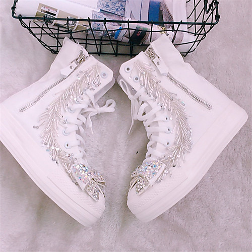 Women's Boots Spring & Fall / Spring & Summer Flat Heel Round Toe Casual Vintage Daily Party & Evening Bowknot / Sparkling Glitter / Tassel Solid Colored Canvas Mid-Calf Boots White
Women's Boots Spring & Fall / Spring & Summer Flat Heel Round Toe Casual Vintage Daily Party & Evening Bowknot / Sparkling Glitter / Tassel Solid Colored Canvas Mid-Calf Boots White