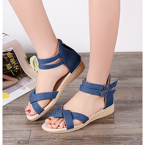 Women's Sandals Flat Sandal Summer Flat Heel Peep Toe Daily Canvas Dark Blue / Light Blue
Women's Sandals Flat Sandal Summer Flat Heel Peep Toe Daily Canvas Dark Blue / Light Blue