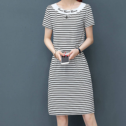 Women's A Line Dress - Short Sleeves Striped Summer Fall Casual Holiday Going out Slim 2020 White Black Gray M L XL XXL XXXL
Women's A Line Dress - Short Sleeves Striped Summer Fall Casual Holiday Going out Slim 2020 White Black Gray M L XL XXL XXXL