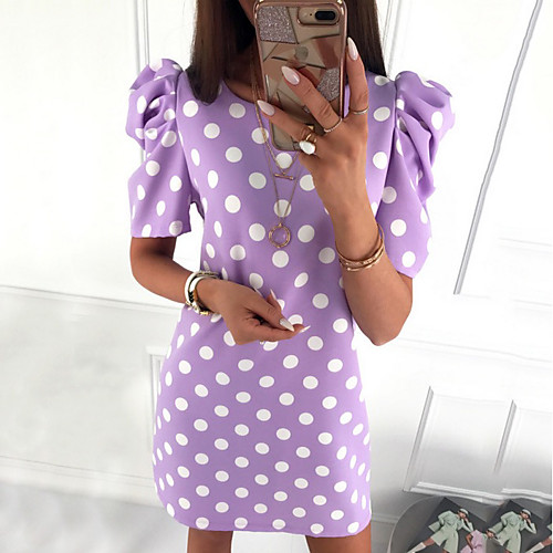 Women's Sheath Dress - Short Sleeves Polka Dot Summer Work 2020 Purple S M L XL
Women's Sheath Dress - Short Sleeves Polka Dot Summer Work 2020 Purple S M L XL
