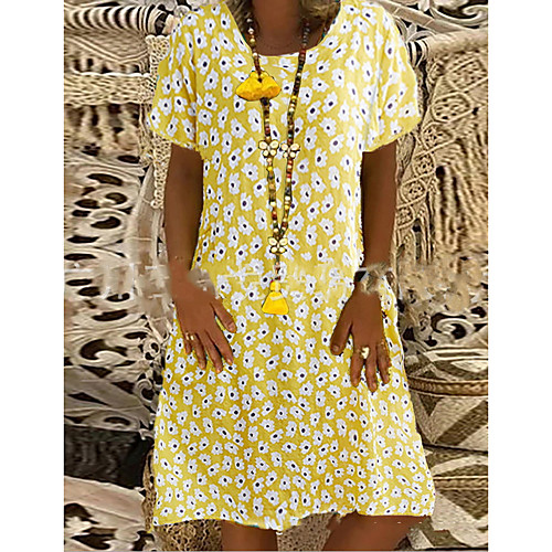Women's A-Line Dress Knee Length Dress - Short Sleeves Print Summer Casual Mumu 2020 Yellow Green Navy Blue M L XL XXL
Women's A-Line Dress Knee Length Dress - Short Sleeves Print Summer Casual Mumu 2020 Yellow Green Navy Blue M L XL XXL
