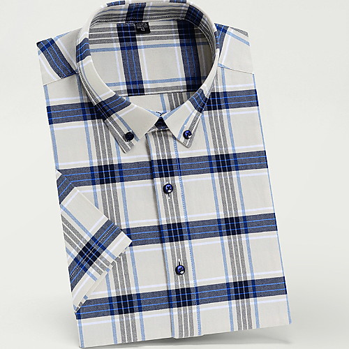 Men's Plaid Print Shirt - Cotton Daily Button Down Collar Beige / Short Sleeve
Men's Plaid Print Shirt - Cotton Daily Button Down Collar Beige / Short Sleeve