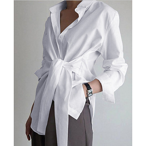 Women's Solid Colored Shirt Daily Weekend Shirt Collar White / Black / Light Blue
Women's Solid Colored Shirt Daily Weekend Shirt Collar White / Black / Light Blue