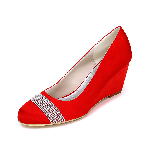 Women's Wedding Shoes 2020 Spring / Summer Wedge Heel Round Toe Sweet Minimalism Wedding Party & Evening Rhinestone Solid Colored Satin White / Black / Purple
Women's Wedding Shoes 2020 Spring / Summer Wedge Heel Round Toe Sweet Minimalism Wedding Party & Evening Rhinestone Solid Colored Satin White / Black / Purple