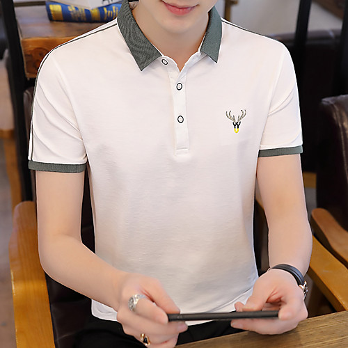 Men's Solid Colored Slim Polo Basic Elegant Daily Work Shirt Collar White / Blue / Army Green / Short Sleeve
Men's Solid Colored Slim Polo Basic Elegant Daily Work Shirt Collar White / Blue / Army Green / Short Sleeve
