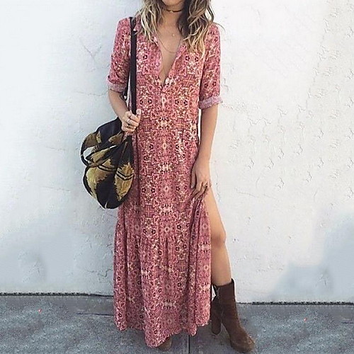 Women's Shift Dress Midi Dress - 3/4 Length Sleeve Geometric Summer Casual Daily 2020 Blushing Pink S M L XL XXL XXXL
Women's Shift Dress Midi Dress - 3/4 Length Sleeve Geometric Summer Casual Daily 2020 Blushing Pink S M L XL XXL XXXL