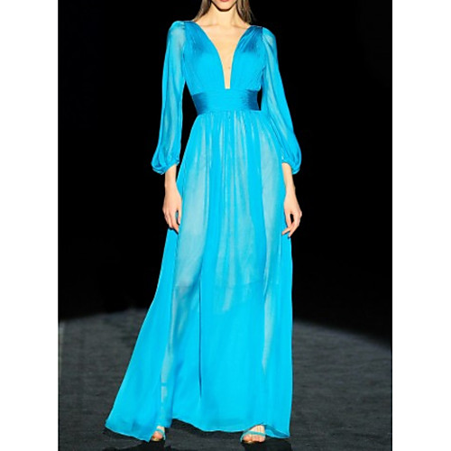 A-Line Minimalist Blue Engagement Formal Evening Dress V Neck 3/4 Length Sleeve Floor Length Chiffon with Pleats 2020
A-Line Minimalist Blue Engagement Formal Evening Dress V Neck 3/4 Length Sleeve Floor Length Chiffon with Pleats 2020